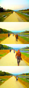 Josiane Keller - a man walking by at Kamogawa