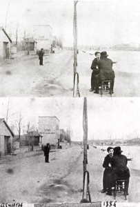 Vincent Van Gogh and Emile Bernard at a table along the Seine at Asnieres, Paris - 1886